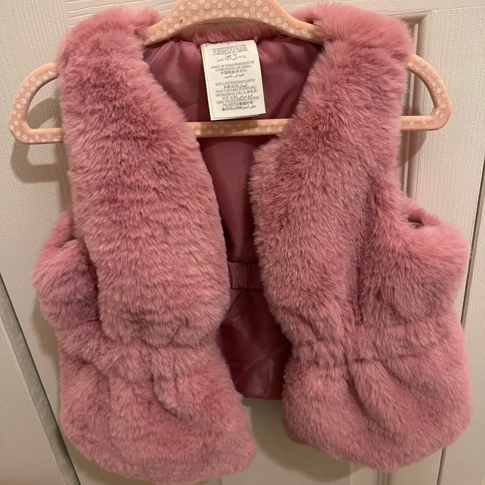 Fuzzy Pink Vest for Baby Girl 18months